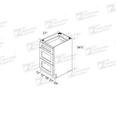 3 Drawers Vanity American Oak (Without sink and countertop)